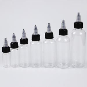 10ml 15ml 4oz 60ml pet hair squeeze tips plastic dropper bottle 20ml 100ml with nozzle twist cap for ink send by sea