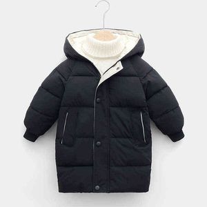 2021 neue Jungen Kinder Winter Parka Teenager Outfit Kinder Oberbekleidung Lange Dicke Warme Hoodie Unten Jacke Für Mädchen Kleidung Schneeanzug j220718