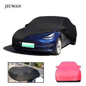 Jiuwan Stretch Dostosowany Car Cover Pyłoszczelny Anti-Scratch Anti-Ultrafiolet Car Sun Shade Cover Fit do samochodu Tesla Model 3 S x Y W220322