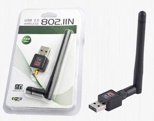 USB WiFi Kablosuz Adaptörler Ağ Ağ Kartı LAN Adaptörü ile 5DBI Anten IEEE 802.11N / G / B 150M Mini Adaptörler