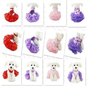 Multi Patterns Dog Apparel Colourful Pet Fashion Sweet Cute Sexy Princess Peacock Leaf Pets Dogs Cats Lace Tutu Dress Summer W283H