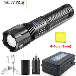 Ny 9-Core XHP100 LED-ficklampa Power Bank Function Torch USB-laddningsbar 18650 eller 26650 Battery Zoomable Aluminium Alloy Lantern