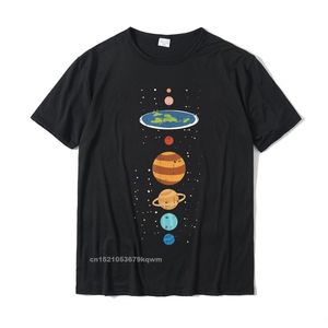 Płaska ziemia i planety zabawne teoria spisku Earthers prezent T-shirt uroczy mężczyźni T-koszulka bawełniana topy tee camisa 220509