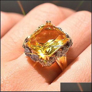 Wholesale ring for champagne resale online - Band Rings Jewelry Champagne For Women Trendy Gold Yellow Topaz Wedding Engagement Ring Cubic Zirconia Gifts Drop Delivery Iysrl