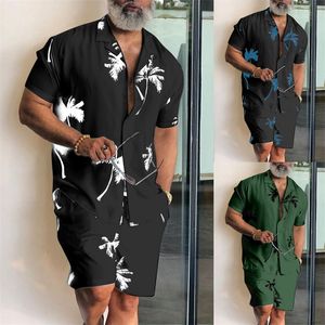 남성 여름 큰 크기 셔츠 세트 피트니스 야외 트위 즈 슈트 앤 홈류 잠옷 편안한 느슨한 간단한 해변 셔츠 세트 220526
