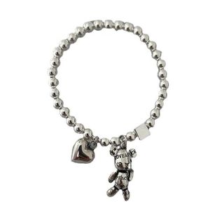 925 Bracciali con francobolli per donna Stringa di perline Accessori Trend Vintage Simple Cute Bear Pendant Party Jewelry GC1209