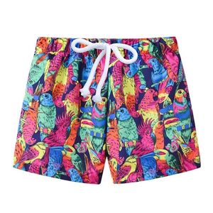 Barn tecknad dinosaur blomma print simma trunkar sommar baby boys board beach shorts justerbara bälte färger barn kläder