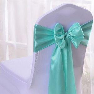 50st Wedding Satin Chair Sashes Gold Belt Ribbon Organza Bows Tie för bankettparty Event Supplies Peach 220514