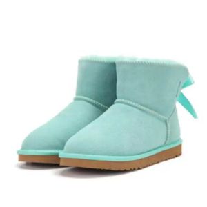 2022 Classical Aus short women snow boots 1 bowknot keep warm boot Cowskin Sheepskin Plush fur boots with dustbag card beautiful gift top quality