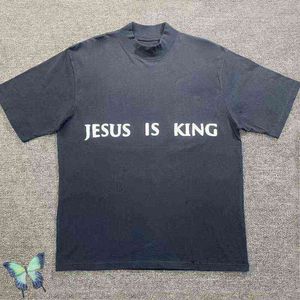 ブルー T シャツ Jesus Is King シカゴ宗教壁画 T シャツ G220429