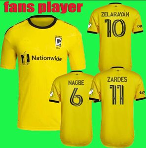 MLS Columbus Soccer Jerseys Crew Home Geel Jonathan Nagbe Zelarayan Football Shirts Top Fans Player Versie Nieuw Logo Goud Black Top Thailand