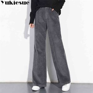 Herbst Winter Cord Hosen Hohe Taille Lange Hosen für Frauen Plus Größe Samt Casual Bleistift Hosen weibliche Pantalon Femme 210412