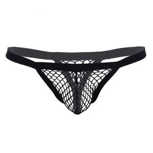 Lingerie masculina masculina para homens veja através da fishnet Hollow out sissy gay jockstraps bulge bolsa t-back string homme biquíni cuecas cuecas roupas íntimas