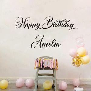 Cartello di buon compleanno in vinile patologio per le feste adesivi personalizzate per bambini custom art decals anniversaire decorazione per la casa personalizzata 220607