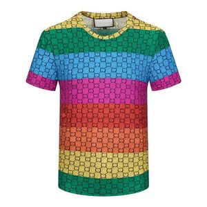 Full Sleeves Men T Shirts оптовых-Мужские дизайнеры T Рубашки с коротким рукавом Полное тело Письмо Печать Топ Мужчины Повседневная Футболка Multi Color Style Rainbow G Printing Streetwear Top
