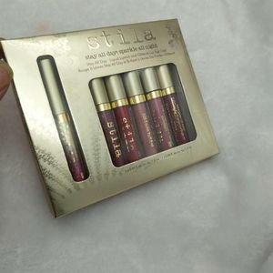 Nieuwe Stila Lip Gloss Stay de hele dag Sparkle Night Liquid Lipstick Holiday Set Kit Lipgloss Drop240L