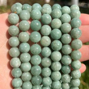 Andere natürliche Myanmar Chalcedon Steinperlen grün rund lose Jade für Schmuckherstellung DIY Armband Halskette Zubehör 15 Zoll Toby22