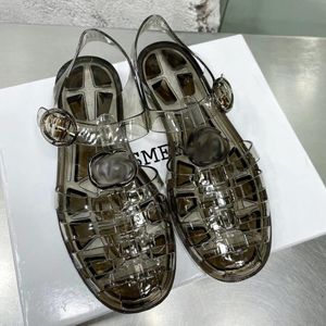 Designerskie buty męskie sandały przezroczyste sandałowe pianki guma sandałowa asymetryczna tygrysy metalowy metalowy klamra sandały platformowe letni pantofel z pudełkiem nr