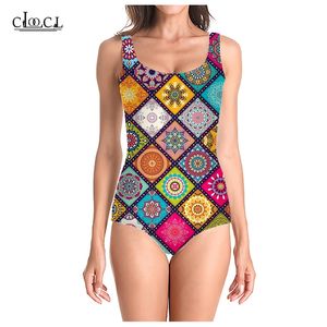 Est Bohemian Tribal Totem 3D Print Modna Modna Bez rękawów Seksowne OnePiece stroje kąpielowe Summer Ladies Beachwear Swimsuits 220617