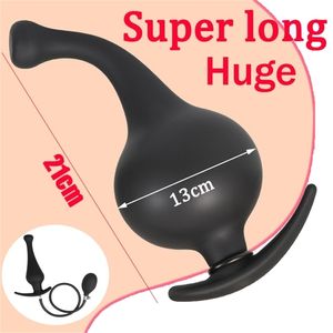 Super Long Anal Plug Inflatable Huge Butt Vagina Anus Expansion Prostate Massage Ass Dilator Sex Toys For Men Women 220520