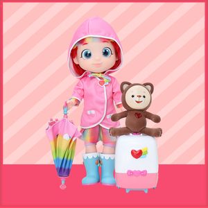 虹模倣インテリジェントな女の子人形が歌うことができ、トーククマは傘とスーツケースへの旅行セットの箱220408