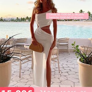 Wholesale backless white dresses resale online - FSDA Green Beach Midi Dress Bodycon Women Hollow Out Summer White Sleeveless Backless Sexy Dresses Casual