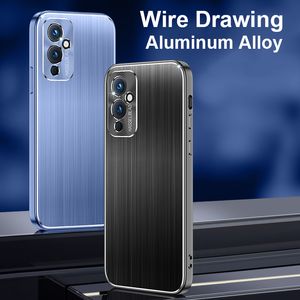 Quadratische Beschichtung TPU-Rahmen-Telefonhüllen für OnePlus 9 Pro, luxuriöse Aluminiumlegierung, matte Drahtzeichnung, rückseitige Abdeckung 9R