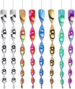 8pcs Spiral Şekar Rüzgar Spinner Yansıtıcı Caydırıcı Kuş Çubukları Asılı Yakalayıcı Dönen Zil Bahçe Dekoru 220721