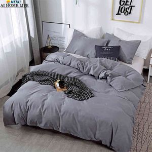 12 Cold Colors Seled Set King Queen Size Sime Simple Style Grey Devet Cover Plain Lain Coverte Covers Pillowcase 2/3 ПК