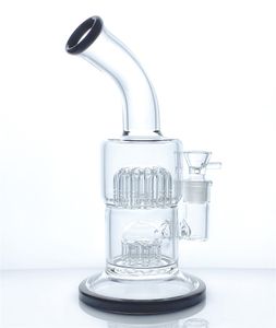 Double Tree Perc Filter Glass Bong Hookah 18mm Female Connector Oil Rig Bubble Tube w/ Bowl