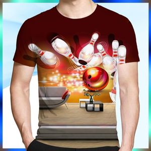 T-shirts Sport Bowling 3D Tryckt Andningsbar T-shirt Hip-Hop Rolig Kortärmad Streetwear Top Size XS-5XL