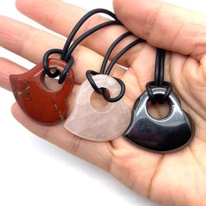 Collane con ciondolo Cristallo naturale Big Hole Ematite Jewelry Making Peach Heart Collana con pietre preziose liberamente distanziate Fashion Lady