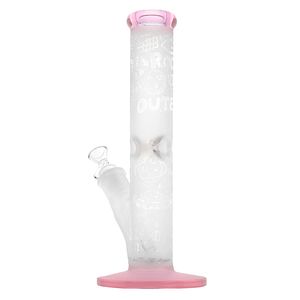 12,8-tums Sandblast Glass Bong med rosa munstycke, diffuused Downstem Percolator, 14mm Female Joint