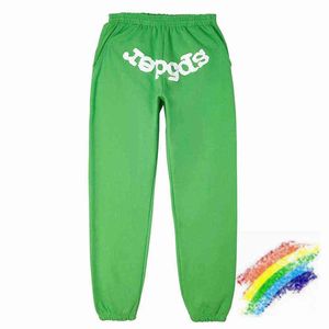 Grüne Schaumdruck -Webmuster Jogging Hosen Männer Hosen Jogger Fashion Casual Draw String Hosen T220721