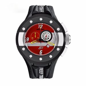 Mens Chronograph and Sport Watches Red Dashboard Dial Quartz Watch with Date Steel Rubber Stop Watch RGA3027