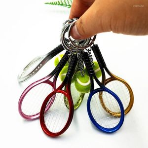 Keychains Ly Simulation Mini Tennis Racket Ball Keychain Bag Key Ring AcessoriesKeyChains Emel22