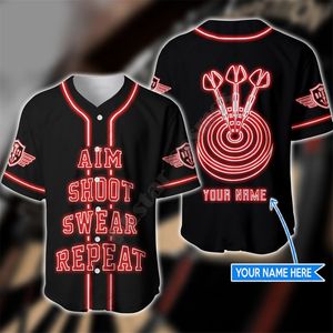 Baseball Jersey Beach Summer Aim Shoot Sweat Repeat Custom Name Shirt 3D Printed Men s Casual s hip hop Tops 220707
