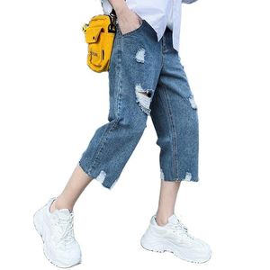 Calças masculinas Certas de verão masculino de jeans fino casual 3/4 calções tendências coreanas Trend All-Match Comprimento da panturrilha