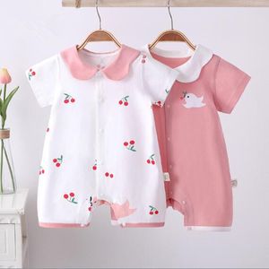 Neugeborenen Baumwolle Strampler Baby Overall 2022 Neue Revers Kurzarm Kleinkinder Kleidung Multi-farbe Cartoon Mädchen Baby Pyjamas