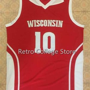 SJZL98 Wisconsin Badgers College # 24 Bronson Koenig 10 Elvin Hayes # 22 Ethan Happ Jersey # 15 Sam Dekker Jersey Personalizado Qualquer Nome e Número