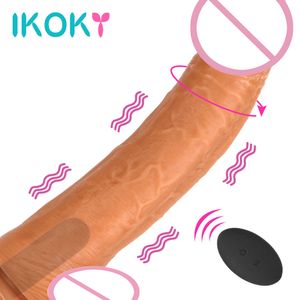 Ikoky Toys Sexy para adultos Dildos Mulheres Penis Realista Anal Plug 9 Modos Modos Vibradores de Bullets sem fio Massagem