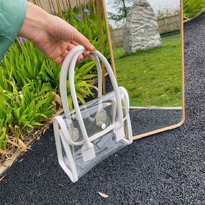 Einkaufstaschen Transparent PVC Handtasche Frauen Mode Gelee Sommer Große Kapazität Strand Dame Kleine Griff Klappe Bolso 220318