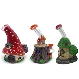 Bong in vetro a fungo all'ingrosso Narghilè inebrianti Pyrex Bong unico 14mm Tubi per acqua con giunto maschio Tubi per olio Dab Rigs con ciotola Nave via mare Bong