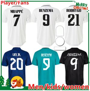 Toptan satış 22 22 22 Benzema Mbappe Tehlike Futbol Formaları Futbol Gömlek Rodrygo Alaba Asensio Modric Real Madrids Marcelo Camiseta 2022 2023 Erkek ve Çocuk Kiti Kadın Üniformaları