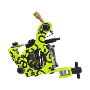 10 turns coil tattoo machine without hook line 1pc lemon yellow letter secant electroplating iron frame