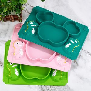 Tyry.hu 1 conjunto pratos de bebê prato de sucção de silicone crianças fofas alimentando prato de alimento para bebês não deslizamento para crianças 220512