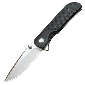Top Quality M6650 Flipper Folding Knife D2 Satin Drop Point Blade Black G10 Handle Ball Bearin Fast Open Pocket Folder Knives Outdoor EDC Gear