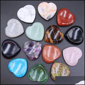 Stone Loose Beads Jewelry Natural Thumb 40X8Mm Worry Mas Palm Hand Crystal Loving Heart Shape Gemstone Gua Sha Tool Healing Beauty Gem Craft