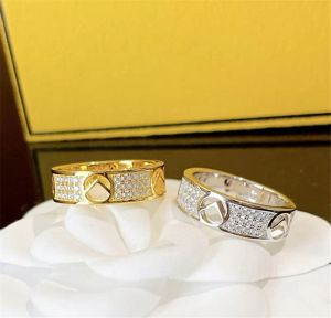 Kobiety Diamonds Ring Designer luksusowe złote pierścienie biżuteria do męskiej unisex litera pierścionka moda f ring s925 srebrny 2206164D