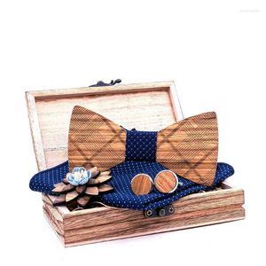 Papillon Sitonjwly Cravatta per uomo Papillon in legno Fazzoletto Gemelli Spilla Box Set Uomo Manuale Tasca in legno Asciugamano CorpettoArco Emel22